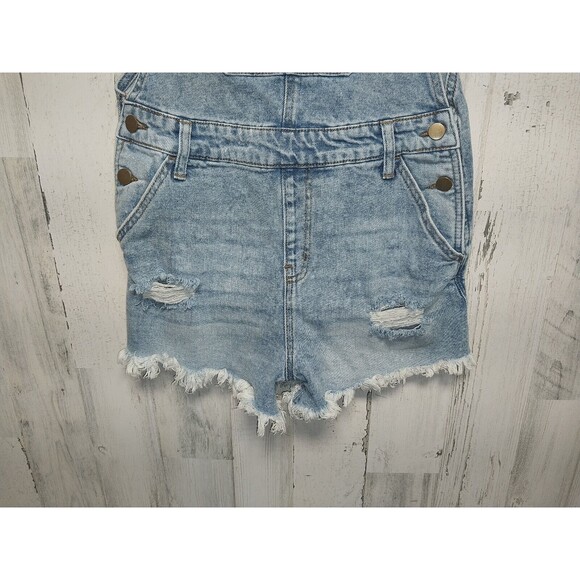 Wild Fable Size Small Distressed Denim Shortalls Shorts Overalls Cutoff Romper - Picture 2 of 5